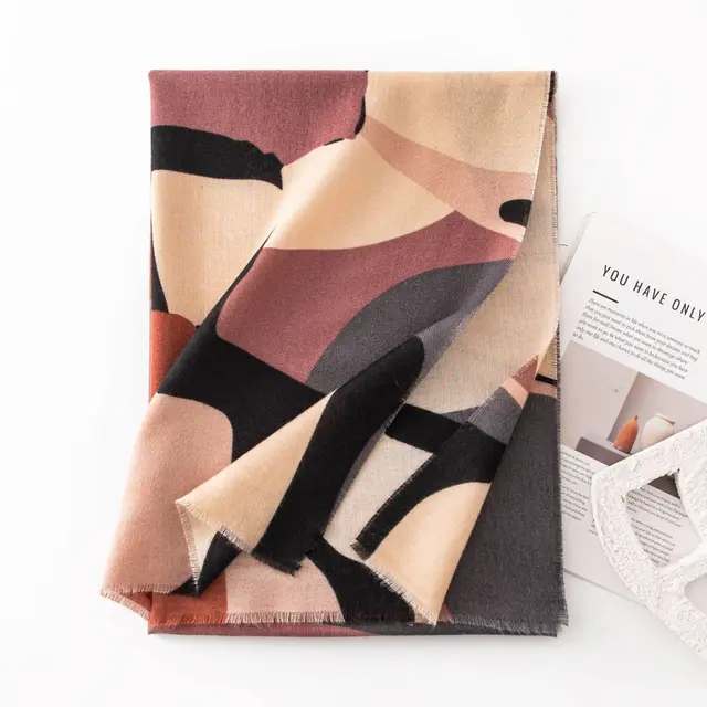 Cashmere Scarf Women's All match Atmosphere High Sense 1 Marble Gray Purple - Shop at LoveMi