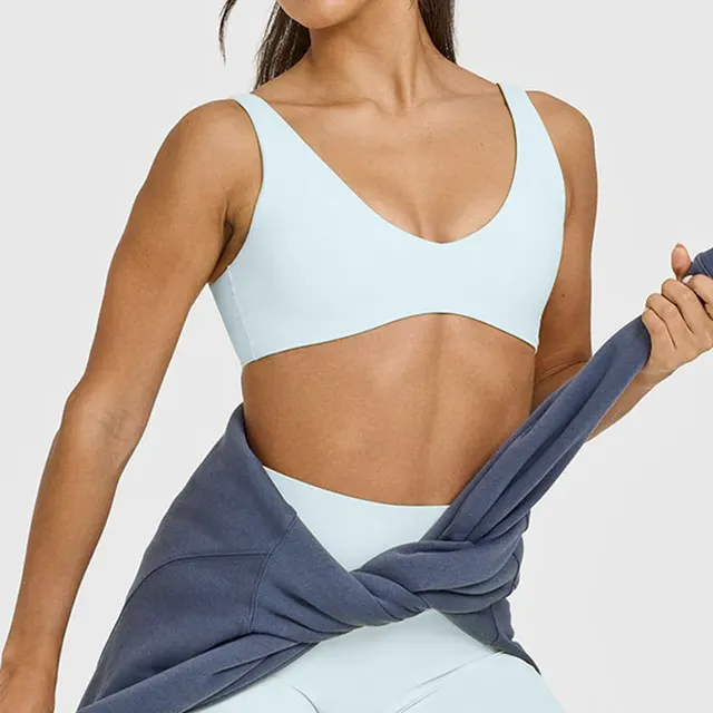 Women's Solid Color Shockproof Yoga Bra Sports Vest Light Blue - Shop at LoveMi
