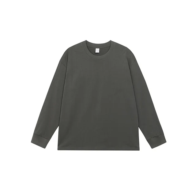 Fall Pure Cotton Long Sleeve Bottoming Shirt Dark Gray - Shop at LoveMi