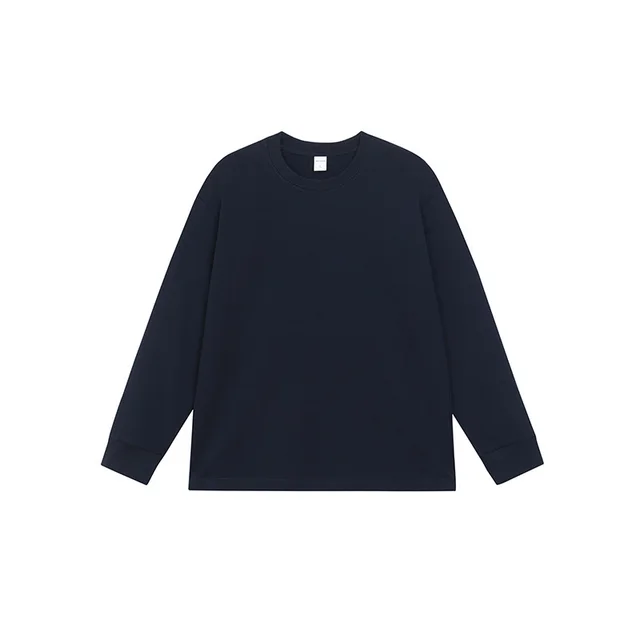 Fall Pure Cotton Long Sleeve Bottoming Shirt Navy Blue - Shop at LoveMi