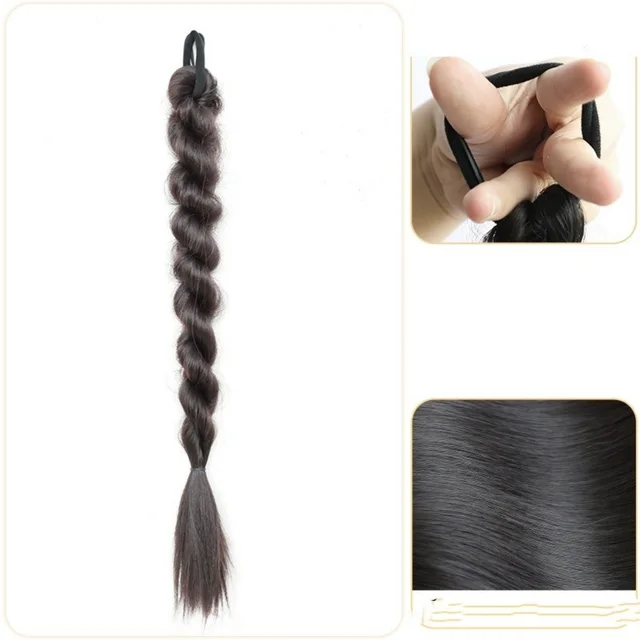 Braided Children Ponytail Sweet Summer Ins Single Strand Dark Brown - Shop at LoveMi