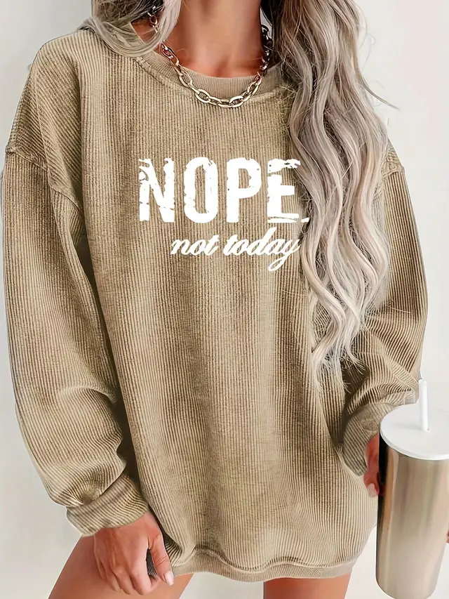 European American Fashion Floral Print Loose Version Long Sleeve T shirt Camel - Shop at LoveMi