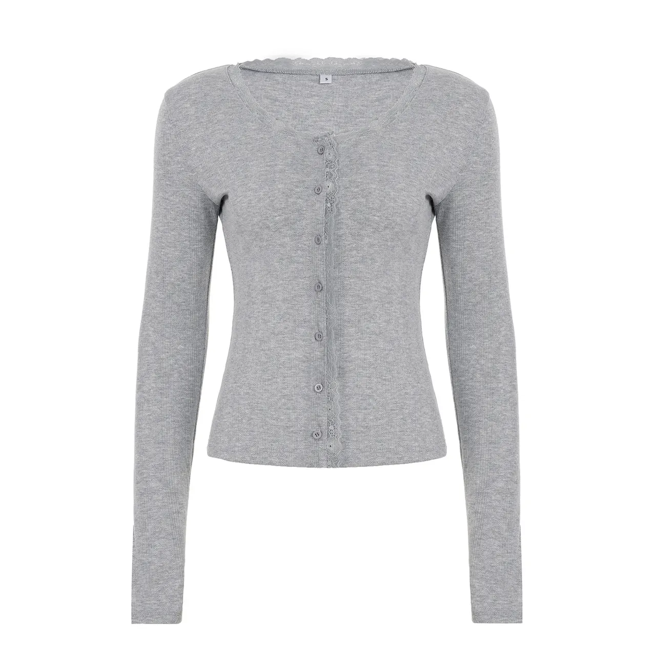 Women's Lace Stitching Light Long Sleeve Knitted Coat - Pink