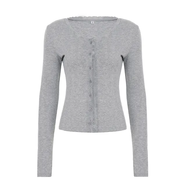 Women's Lace Stitching Light Long Sleeve Knitted Coat Pink - Shop at LoveMi