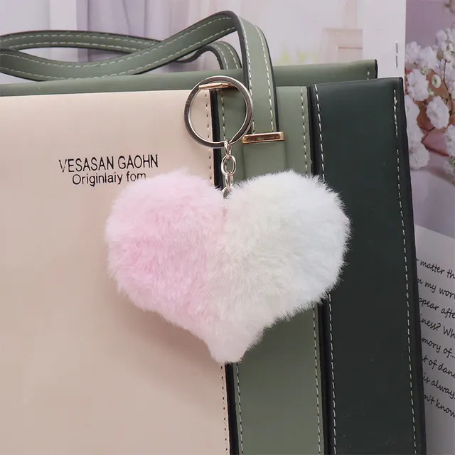 Cute Simple Colorful Love Plush Key Chain Pendant Butterfly Colorful Peach Heart - Shop at LoveMi