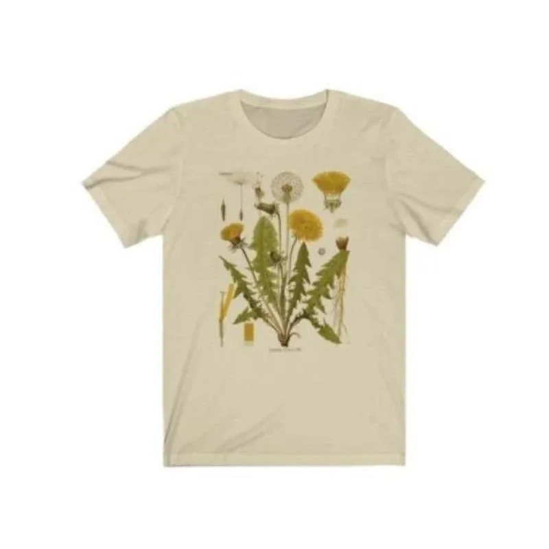 Dandelion Botanical Graphic Tshirt Hiking Shirt - Khaki - View 1
