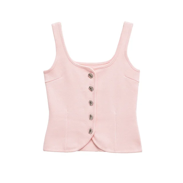 Women's Corset Round Neck Shoulder Strap Top Pink - Shop at LoveMi