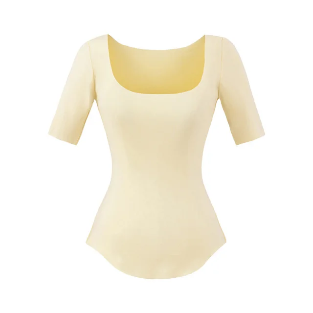 Women's SpringSummer New Half Sleeve Bottoming Top Yellow - Shop at LoveMi