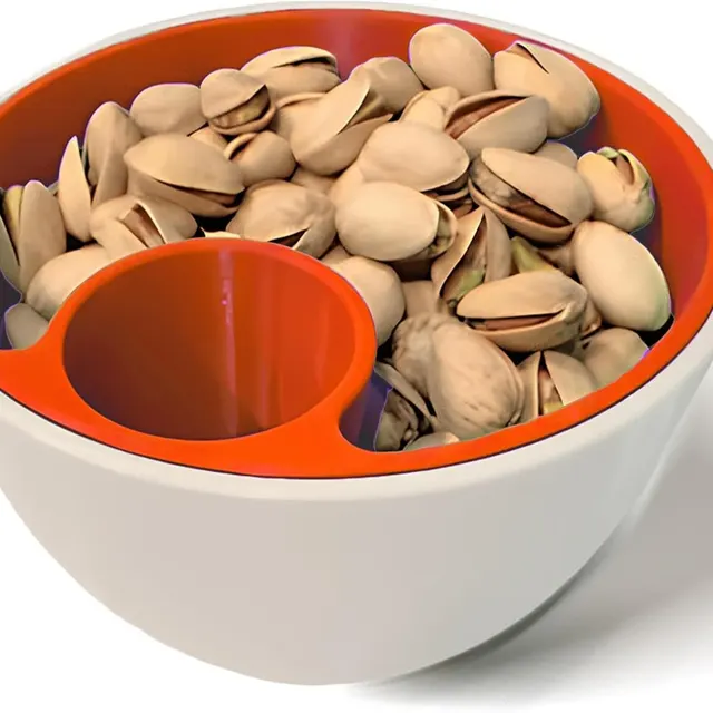 Double layer Pistachio Bowl With Shell Container Snacks Orange White - Shop at LoveMi