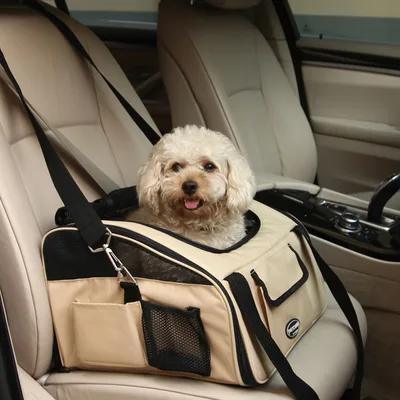 Pet Car Bag Dogs And Cats Travel Portable Crossbody Beige - Shop at LoveMi