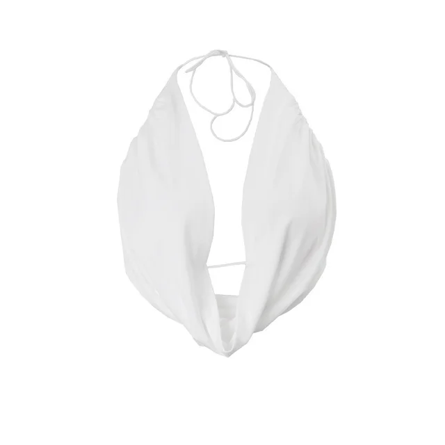 Women's Fashion Halterneck Vest American Backless Solid Color Top White European Code - Shop at LoveMi