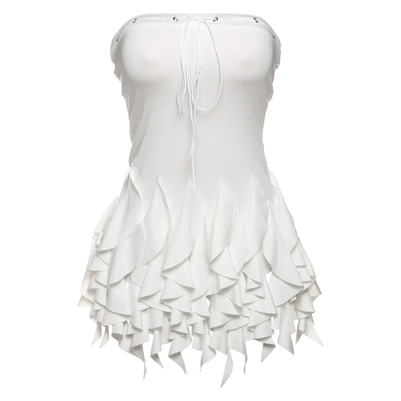 European And American Ins Style Tight Design Tassel Tube Top Sexy Vest White - Shop at LoveMi