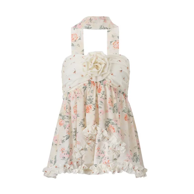 Women's Floral Chiffon Top Tube Loose Vest Color - Shop at LoveMi