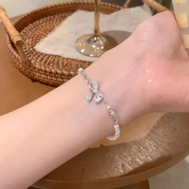 Versatile Beaded Women's Pearl Bracelet Ornament S649 Silver - Shop at LoveMi