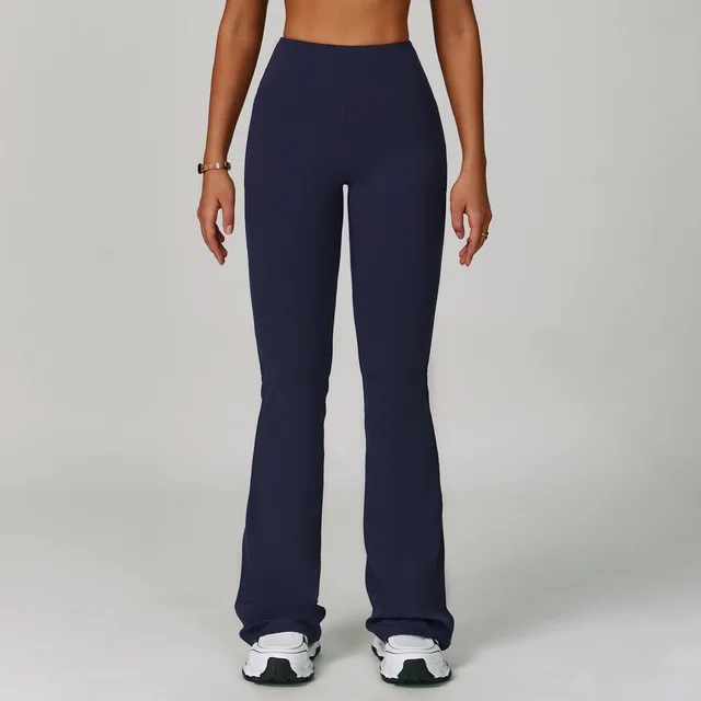 Sports High Waist Hip Lift Wide Leg Outerwear Bell bottom Pants Cobalt Blue - Shop at LoveMi
