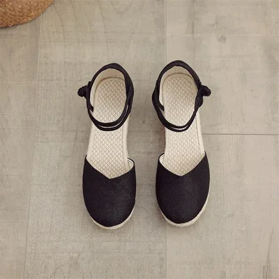 Wedge Sandals Women's Ankle strap Buckle High Heel Black - Shop at LoveMi