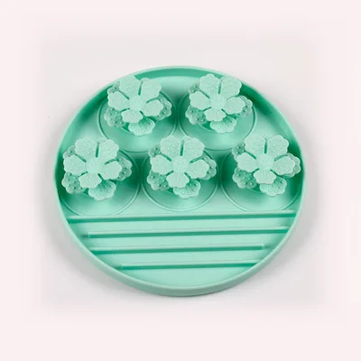 Pet Licking Pad Snack Pad Dog Tableware Suction Cup Silicone Food Bowl Double Round Green - Shop at LoveMi