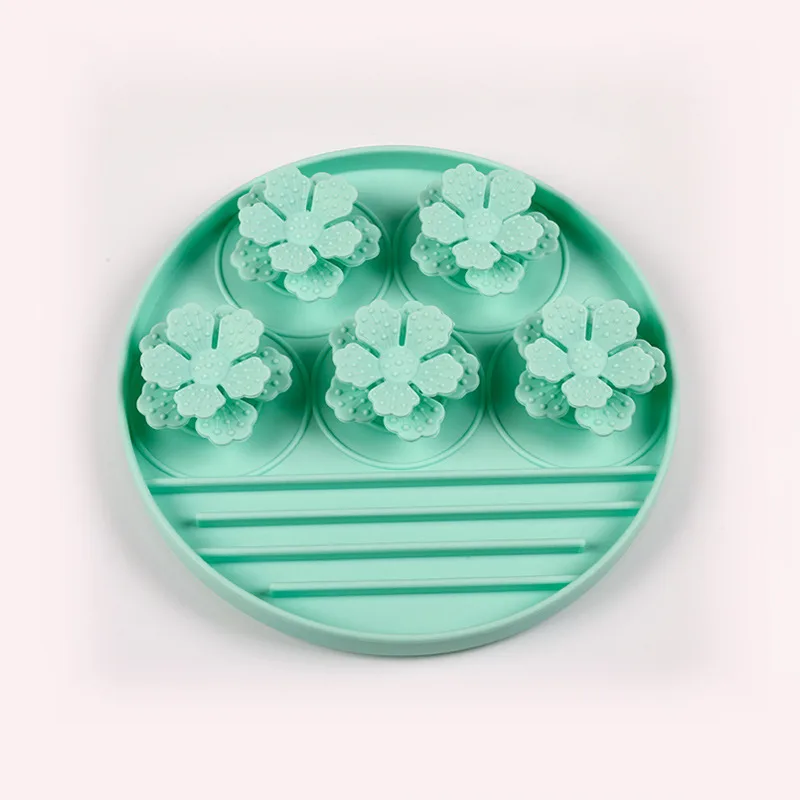 Pet Licking Pad Snack Pad Dog Tableware Suction Cup Silicone Food Bowl - Double Round Green - View 1