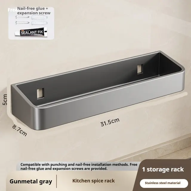 Seasoning Box Storage Rack Combination Suit Gun Gray 31Cm - Shop at LoveMi