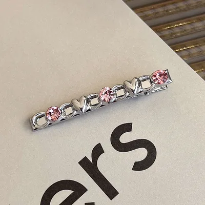 Heart Shape Rhinestone Side Bang Clip Sweet Cool Girl Metal Barrettes 1923130A - Shop at LoveMi