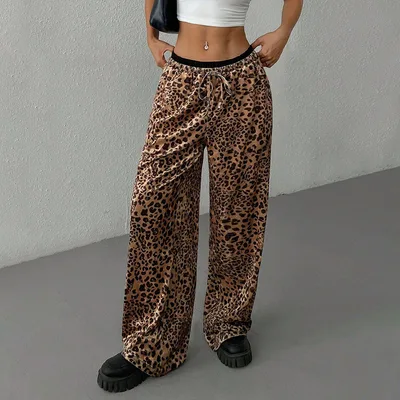 Women's Clothes Casual Pants Loose Drooping Leopard Print Trousers Leopard Print - Shop at LoveMi