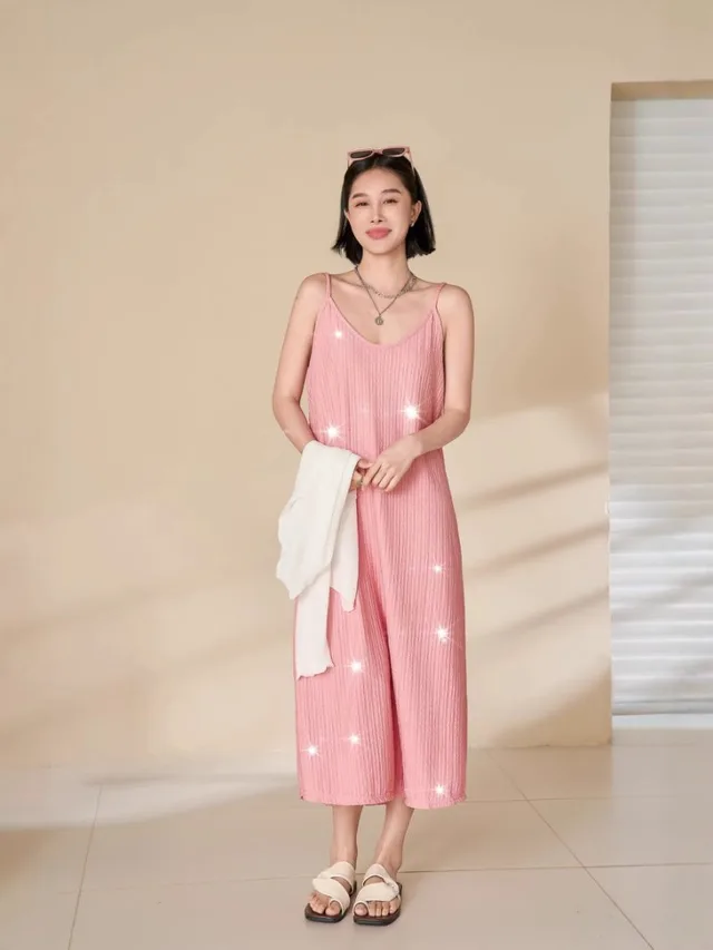 Design Sequin Pleated Temperament Camisole Dress Pink - Shop at LoveMi