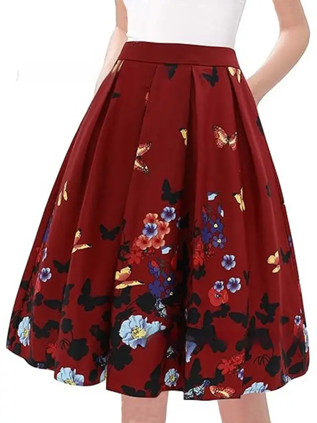 European And American Vintage Printed Floral Skirt Flower Color 2 - Shop at LoveMi