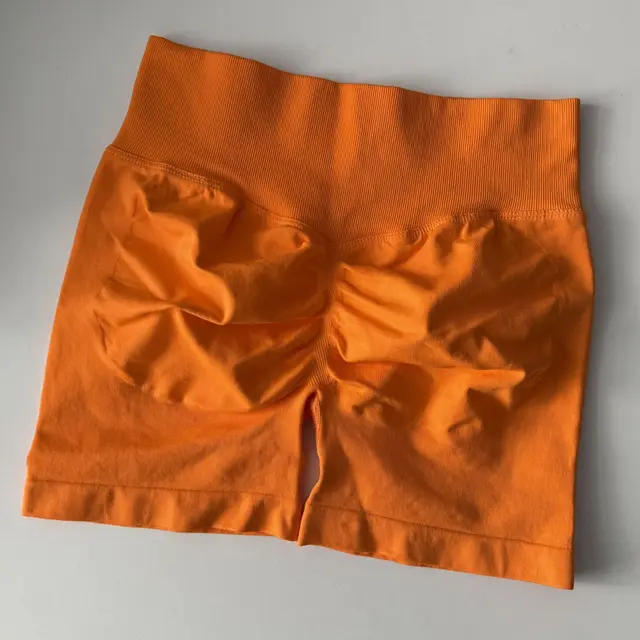 High Waist Stretch Breathable Quick drying Running Seamless Shorts Sports Yoga Shorts Orange - Shop at LoveMi