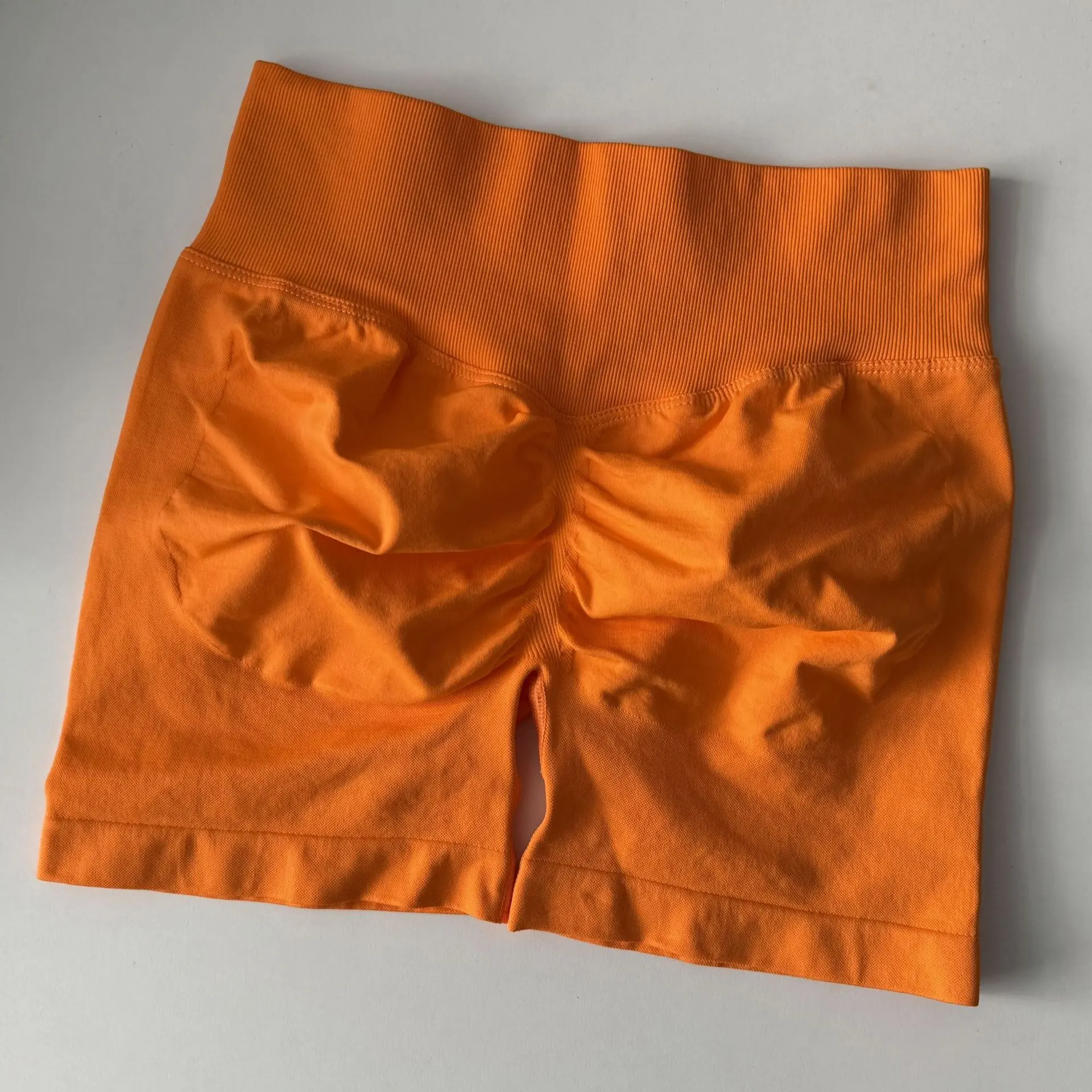 High Waist Stretch Breathable Quick-drying Running Seamless Shorts Sports Yoga Shorts - Orange