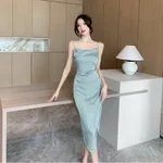 High-grade Acetate Satin Dress Women - Mint