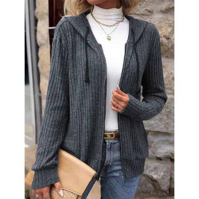 Striped Casual Sweatshirt Loose Sweater Blue Gray - Shop at LoveMi
