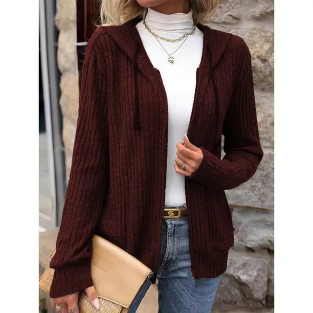 Striped Casual Sweatshirt Loose Sweater Wine Red - Shop at LoveMi