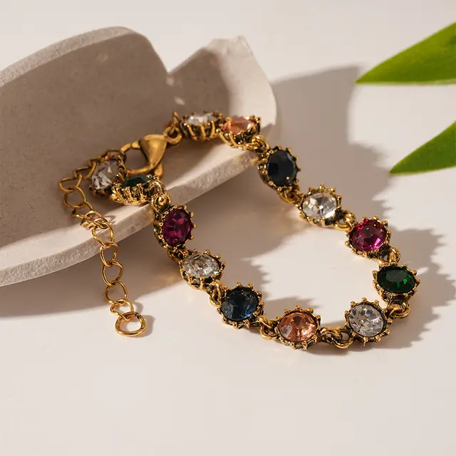 French Retro Colorful Elegant Jewelry For Women Color Bracelet - Shop at LoveMi