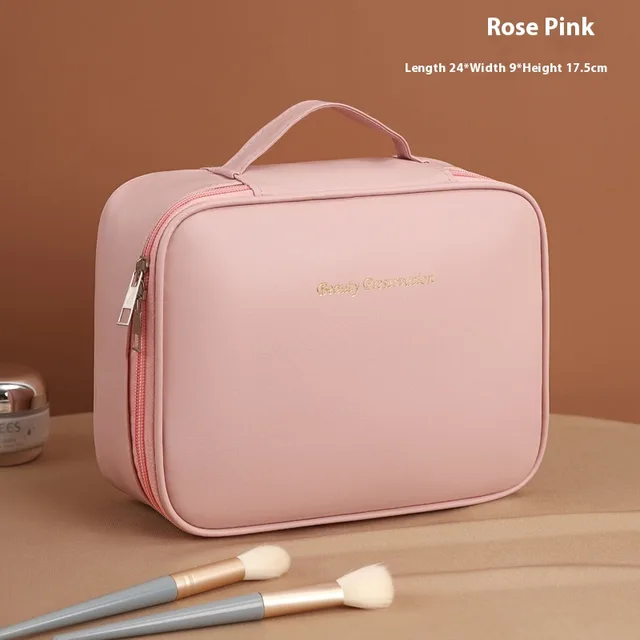 Multifunctional Cosmetic Bag Partition Storage Box Rose Pink - Shop at LoveMi