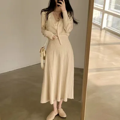 Casual All matching Young Slim fit Sling Large Swing Skirt Elegant Small Coat Apricot - Shop at LoveMi