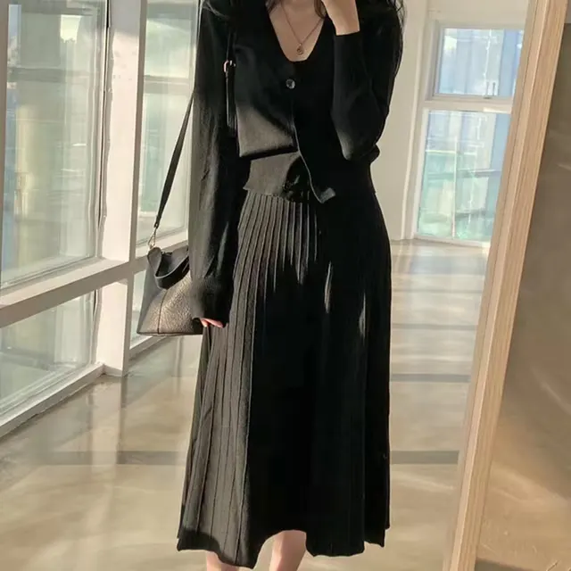 Casual All matching Young Slim fit Sling Large Swing Skirt Elegant Small Coat Black - Shop at LoveMi