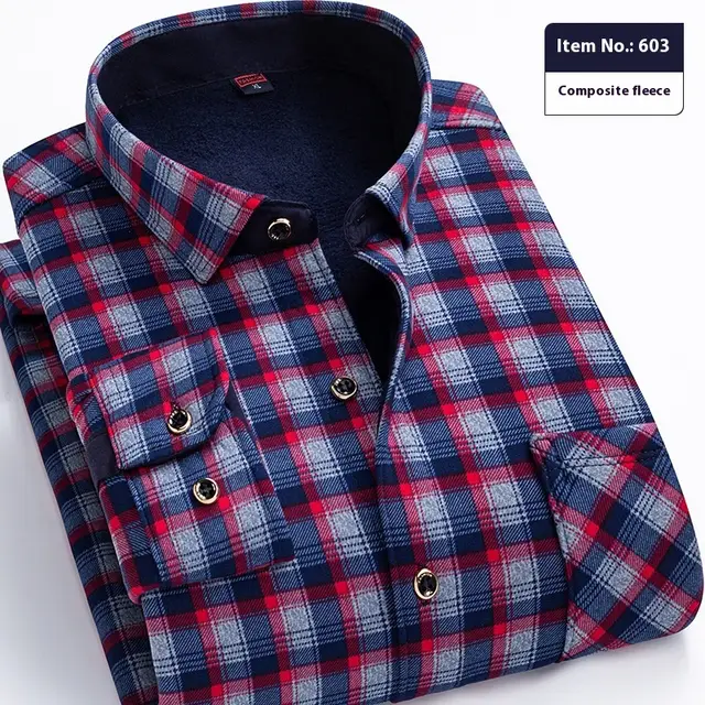 Thickened Velvet Padded Shirt Thermal Plaid Color 603 - Shop at LoveMi