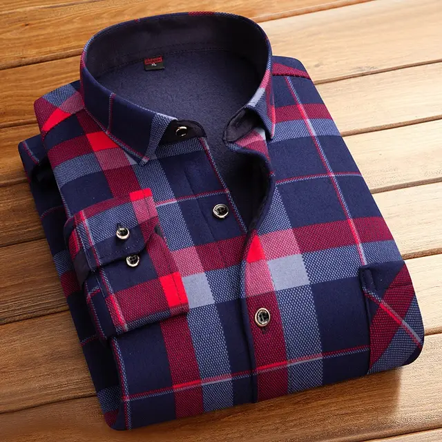 Thickened Velvet Padded Shirt Thermal Plaid Color 606 - Shop at LoveMi