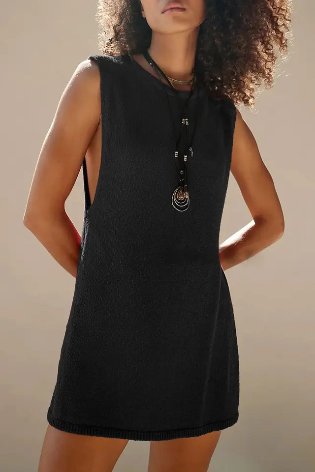 Knitwear Plus Size Slit Vest Suit Women Black - Shop at LoveMi