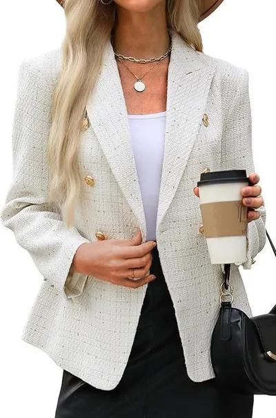 Women's Clothing Solid Color Suit Autumn Simplicity Style White - Shop at LoveMi