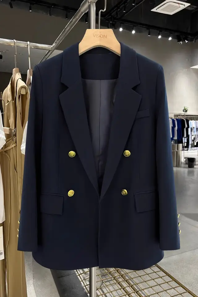 Navy Blue Leisure Simple Commute Easy Matching Coat Navy Blue - Shop at LoveMi