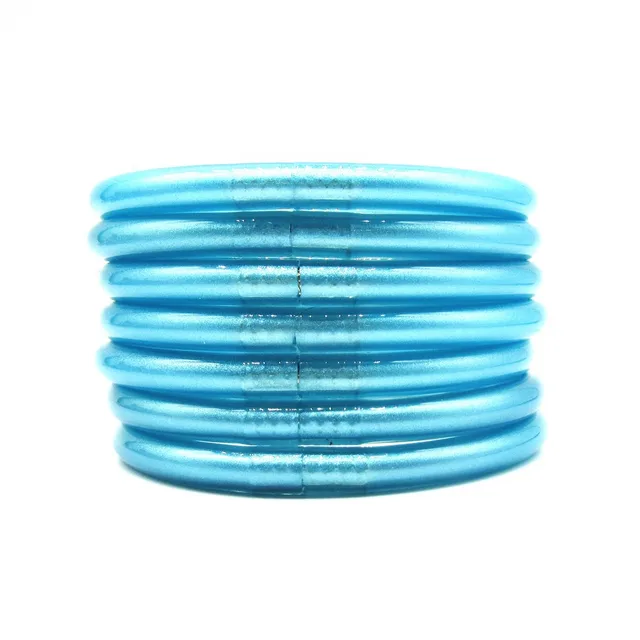 PVC Silica Gel Tube Gold Powder Bracelet Lake Blue - Shop at LoveMi