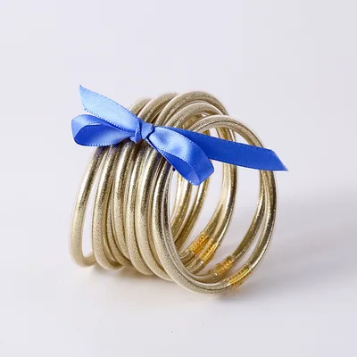 Colorful Silicon Ribbon Bow Bracelet Light Gold - Shop at LoveMi
