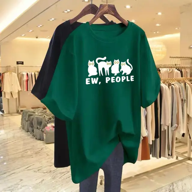 Summer Loose Common Style Casual T shirt Half sleeve Plus Size Top Dark Green - Shop at LoveMi
