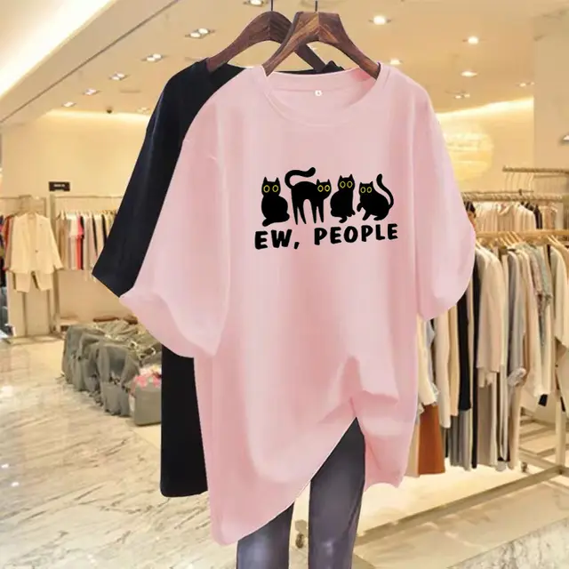 Summer Loose Common Style Casual T shirt Half sleeve Plus Size Top Pink - Shop at LoveMi