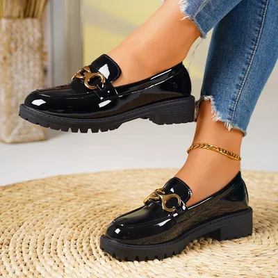 Chunky Heel Round Toe Pumps Women's Shoes Thick Sole Black - Shop at LoveMi