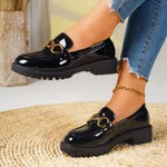 Chunky Heel Round Toe Pumps Women's Shoes Thick Sole - Black