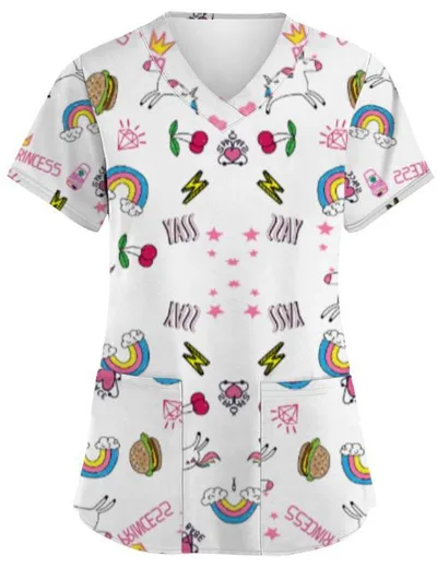 Summer Casual New Women's V neck Cloth For Nursing Workers Short Sleeve Bcj 02 Style 5Xl - Shop at LoveMi