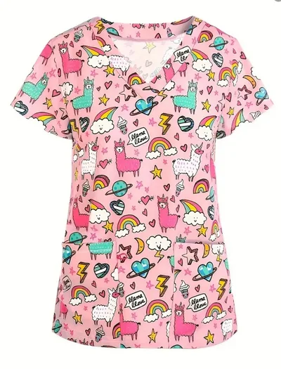 Summer Casual New Women's V neck Cloth For Nursing Workers Short Sleeve Bcj 04 Style 4Xl - Shop at LoveMi