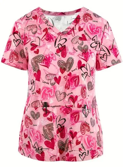 Summer Casual New Women's V neck Cloth For Nursing Workers Short Sleeve Bcj 05 Style - Shop at LoveMi